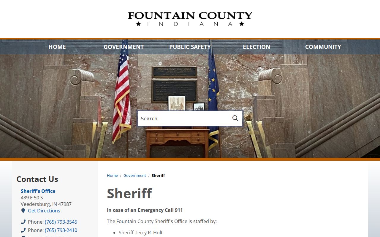 Fountain County active warrant Sheriff contact information